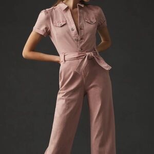 PAIGE Dusty Rose Short-Sleeve Utility Jumpsuit
